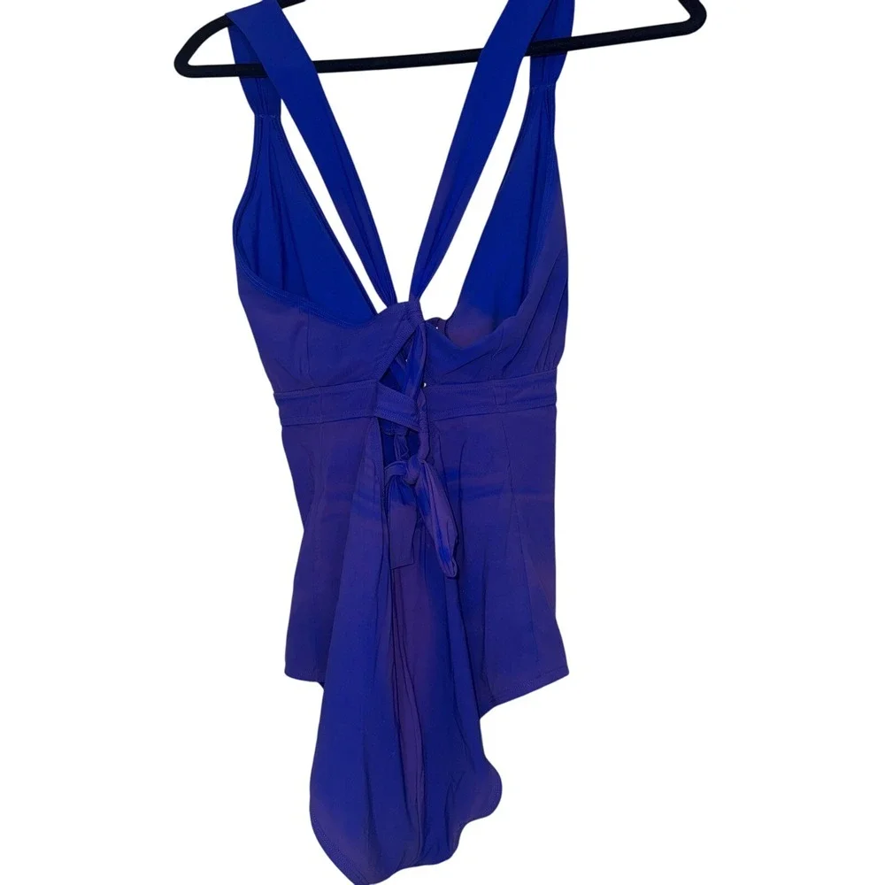 SKINNYDIPPERS Lace-Up One Piece‎ Swimsuit V-Neck Crisscross Back Detail XL
